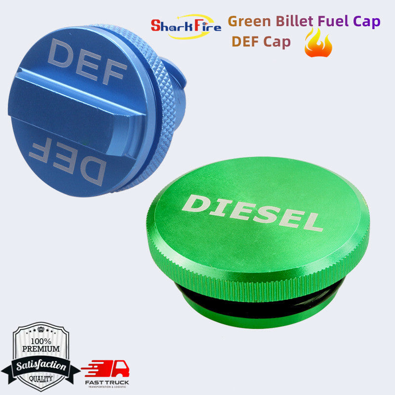 2013-2017 for Dodge for Ram Eco Diesel Green Billet Fuel Cap and DEF Cap