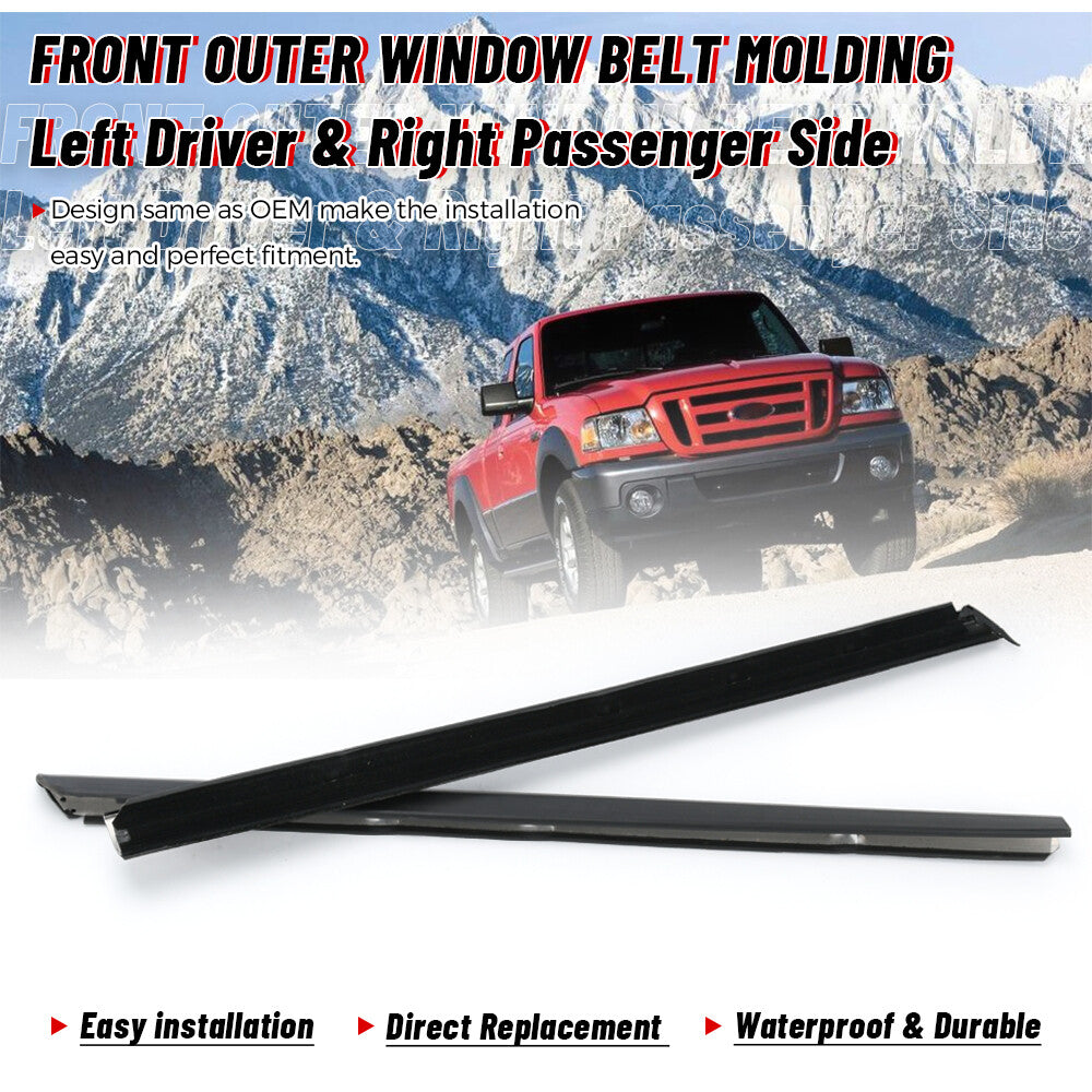 2PCS Front Outer Window Belt Molding Weatherstrip Seal For Ranger Pickup Truck