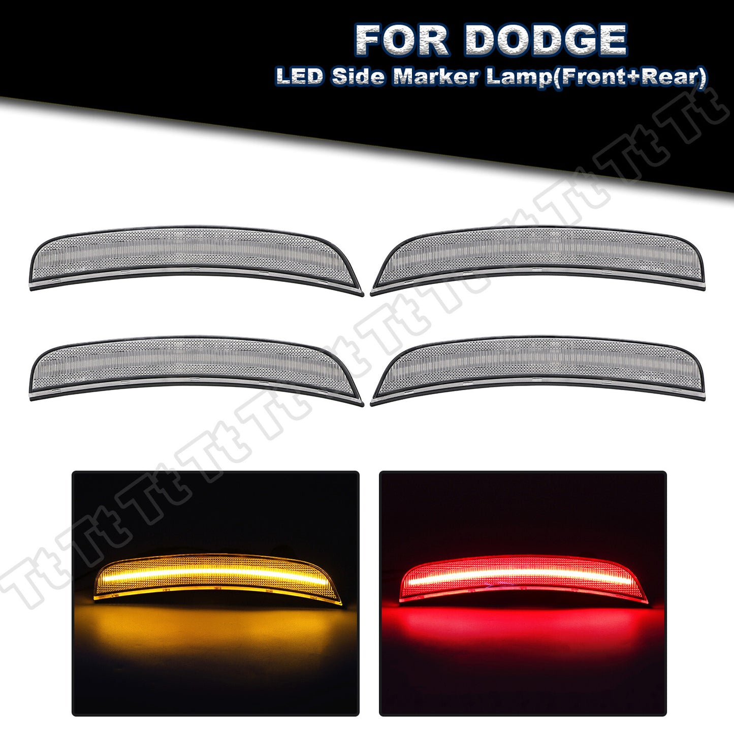 4-piece front and rear bumper amber and red LED side marker lights for 2013-2017 for Dodge Viper