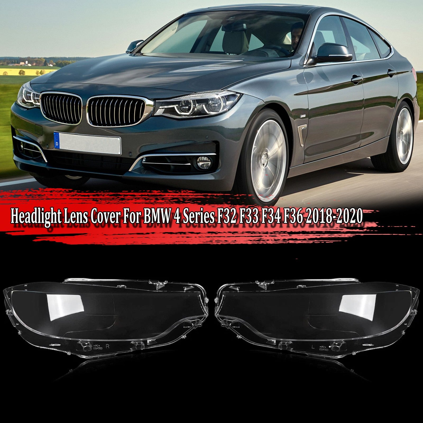 For 2018-2020 for BMW 4 Series F32 F33 F36 M4 Pair Front Headlight Lens Clear Cover