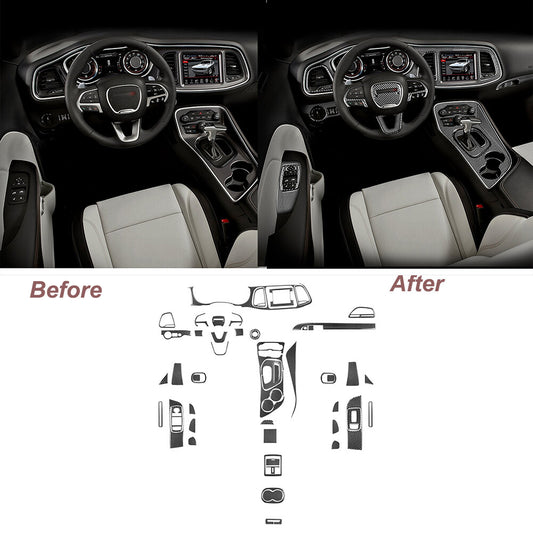 Carbon Fiber Interior Full Set Cover Trim Kit for Dodge for Challenger 2015-2020