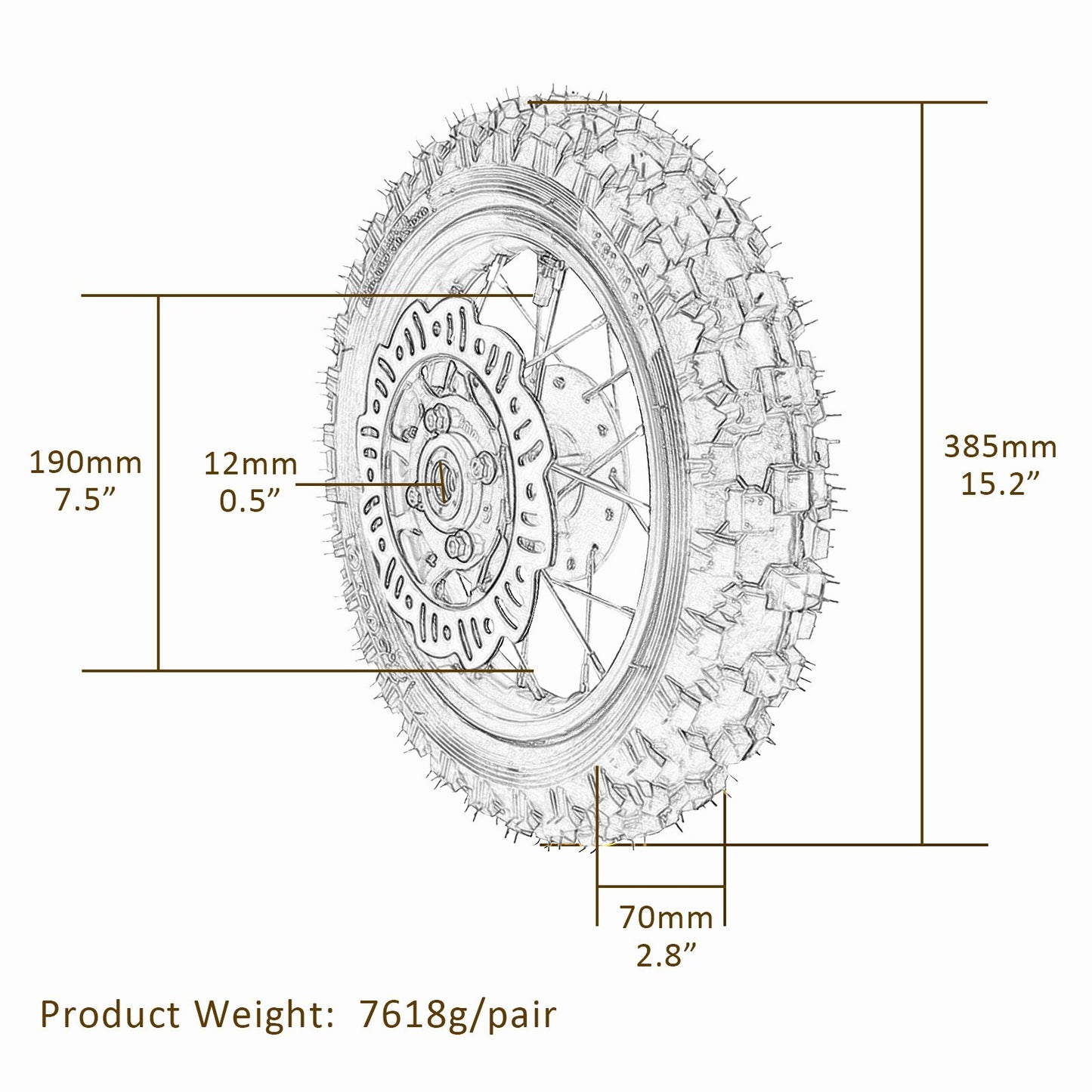 Front fork triple-clamp disc brake 2.50 - 10 wheel 7/8 handlebar SSR CRF50 Apollo