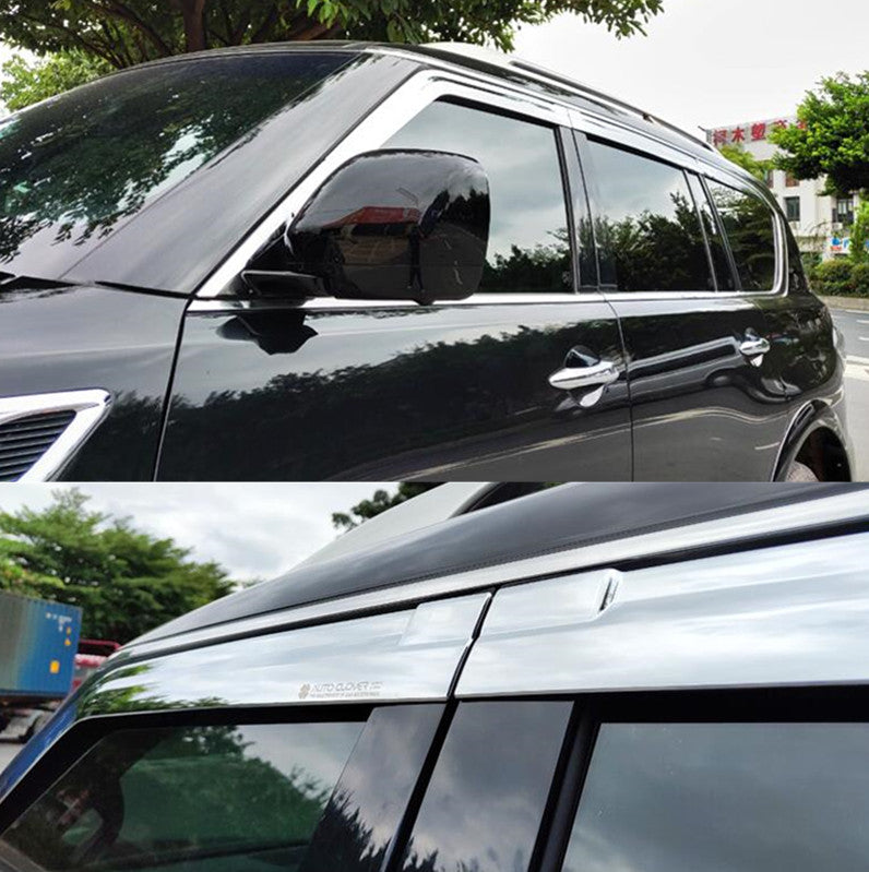 Chrome Window Wind Deflector Vent Visor Rain Covers for Infiniti QX80 2021-2023