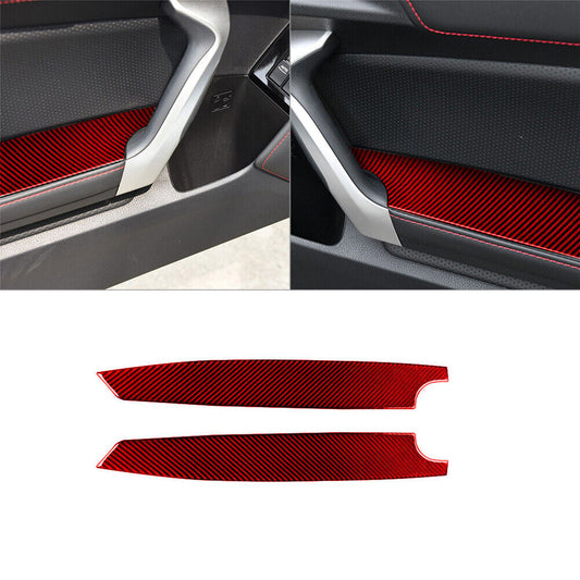 2X Red Carbon Fiber Front Door Armrest Cover Trim for Toyota 86 for Subaru BRZ 2016+