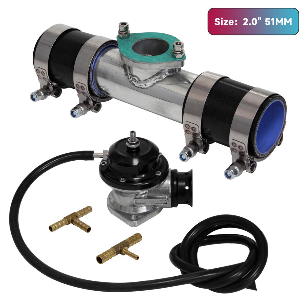 Type-RS 30PSI Blow Off Valve BOV+51mm Flange Pipe Adapter Silicone Hose Kit BK