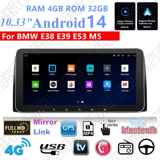 10.33 For 96-03 for BMW 5 Series E39 Carplay 4+32G Stereo Radio GPS Nav Wifi Player