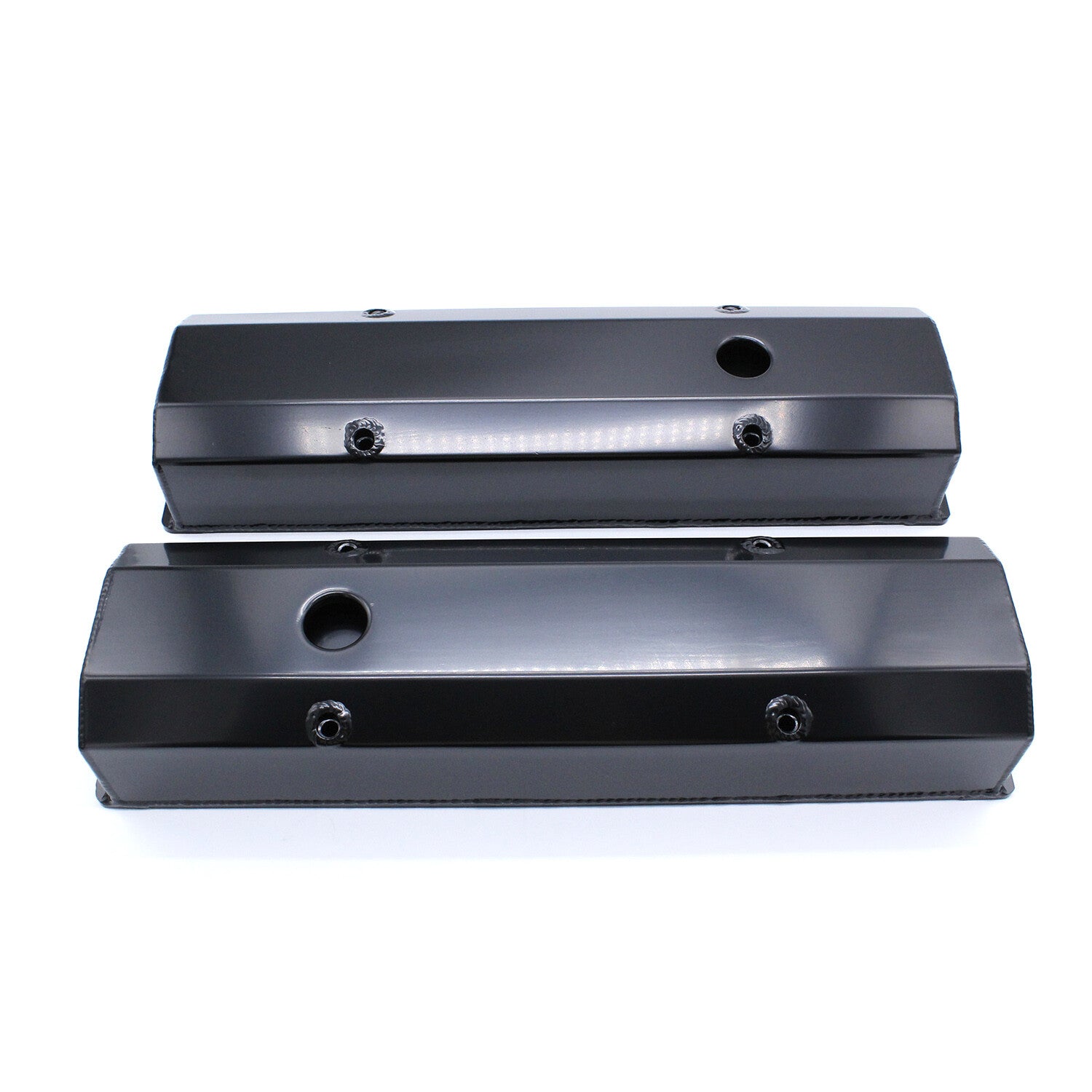 2 for Chevy Fabricated Aluminum Tall Valve Covers 1/4 Rail Suitable For SBC 327 383