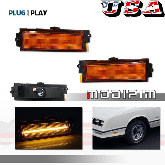 Suitable for 1981-1988 for Chevrolet Monte Carlo SS LED Front Fender Side Marker Lights, Amber 2-Piece Set
