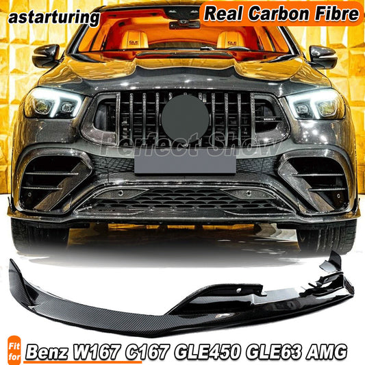 for Benz W167 C167 GLE450 GLE63 Coupe REAL CARBON Front Bumper Lip Spoiler