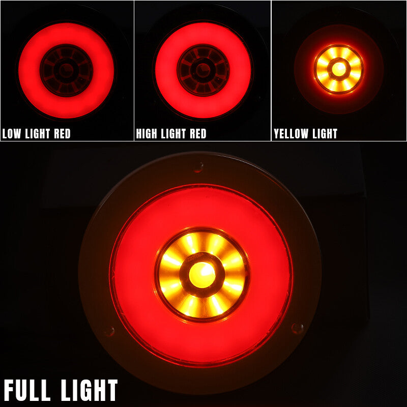 2PCS 4inch Round Red LED Truck Trailer Stop Turn Tail Brake Lights Waterproof