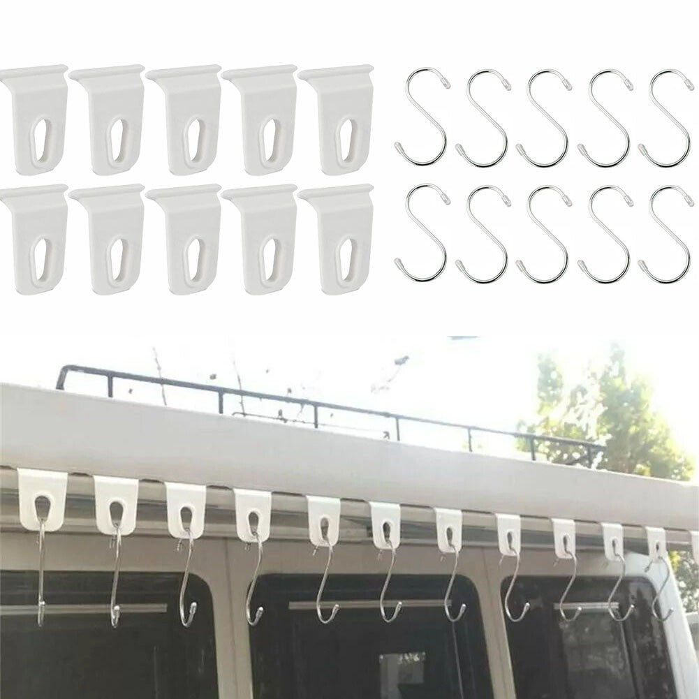 RV caravan awning clothes hook includes 10 hook racks 10 stainless steel hooks