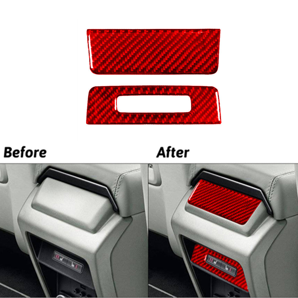 2x Red Carbon Fiber Rear Console Plate for Land Rover Discovery Sport 2015-19