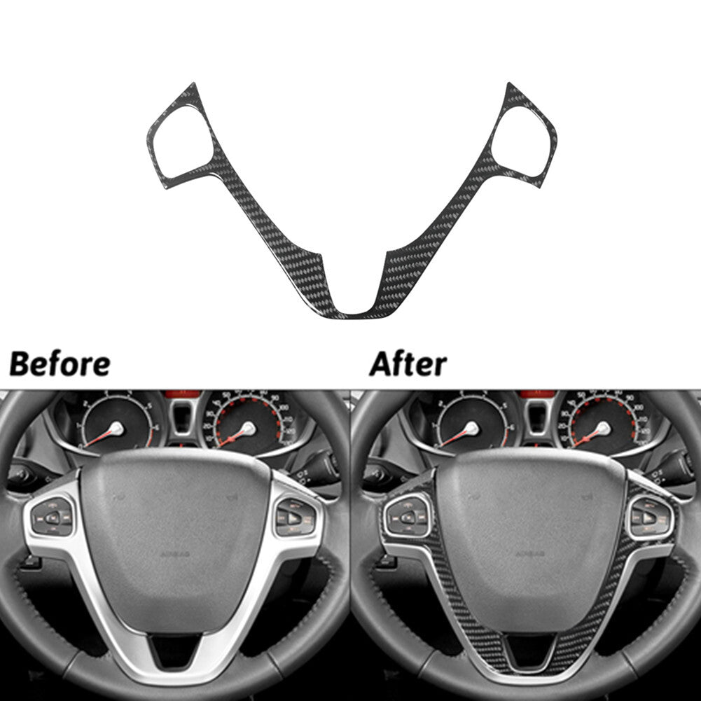 Carbon Fiber Interior Steering Wheel Accent Cover Trim for Ford Fiesta 2011-2015
