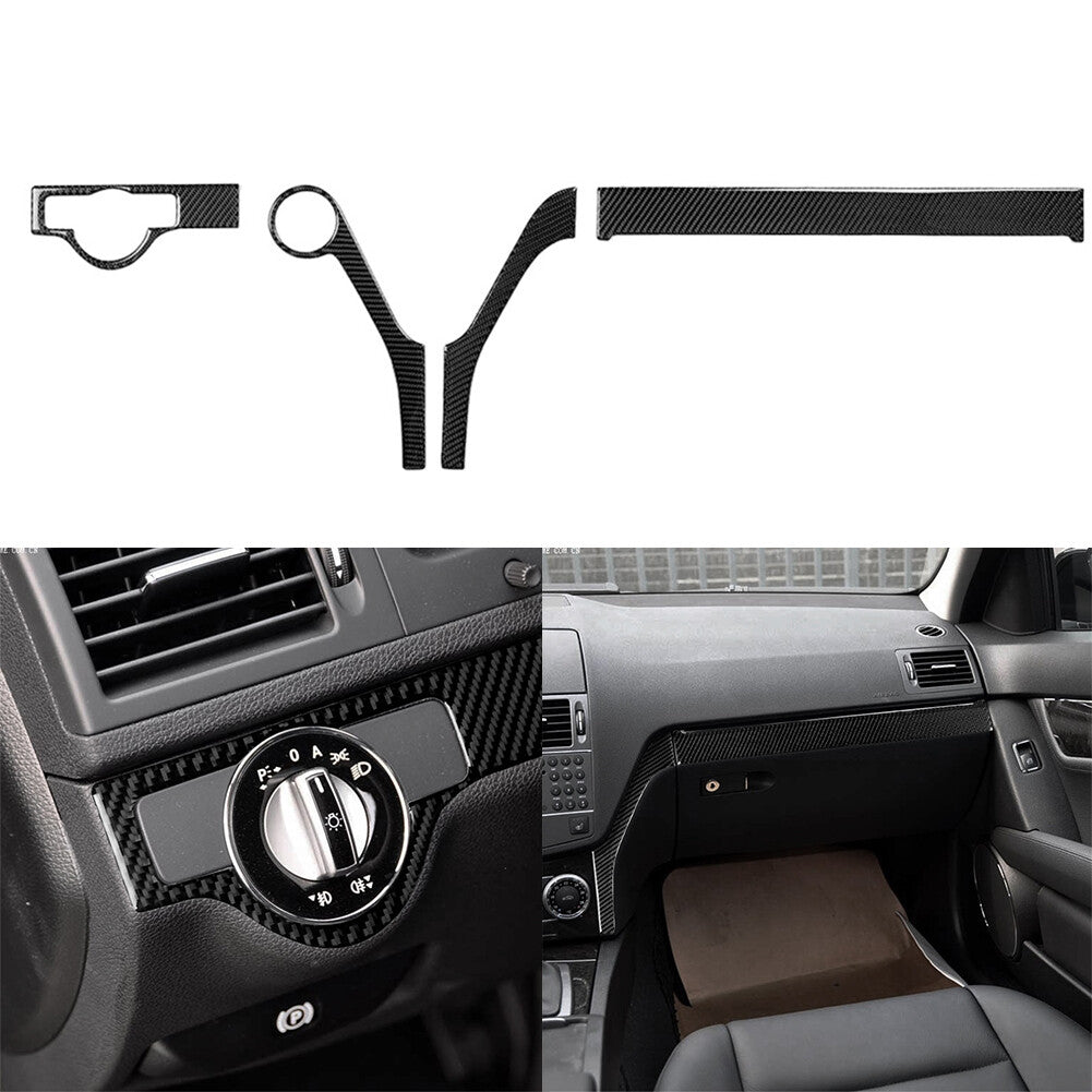 Carbon fiber dashboard trim for Mercedes-Benz C-Class W204 2007-2010