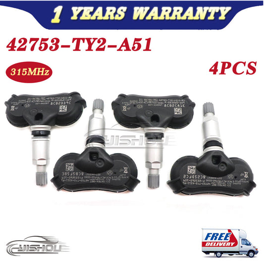 Set 4x Tire Pressure Monitoring Sensor for Acura TL ZDX RLX 315Mhz 42753-TY2-A51
