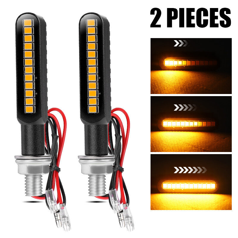 2x Sequential Flowing LED Motorcycle Turn Signals Indicator Light Blinker Amber