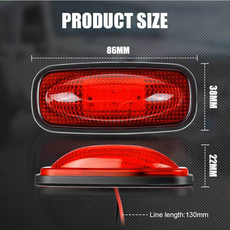 2x Red 3-LED Side Marker Lights RV Truck Trailer Clearance Light Lamp Waterproof