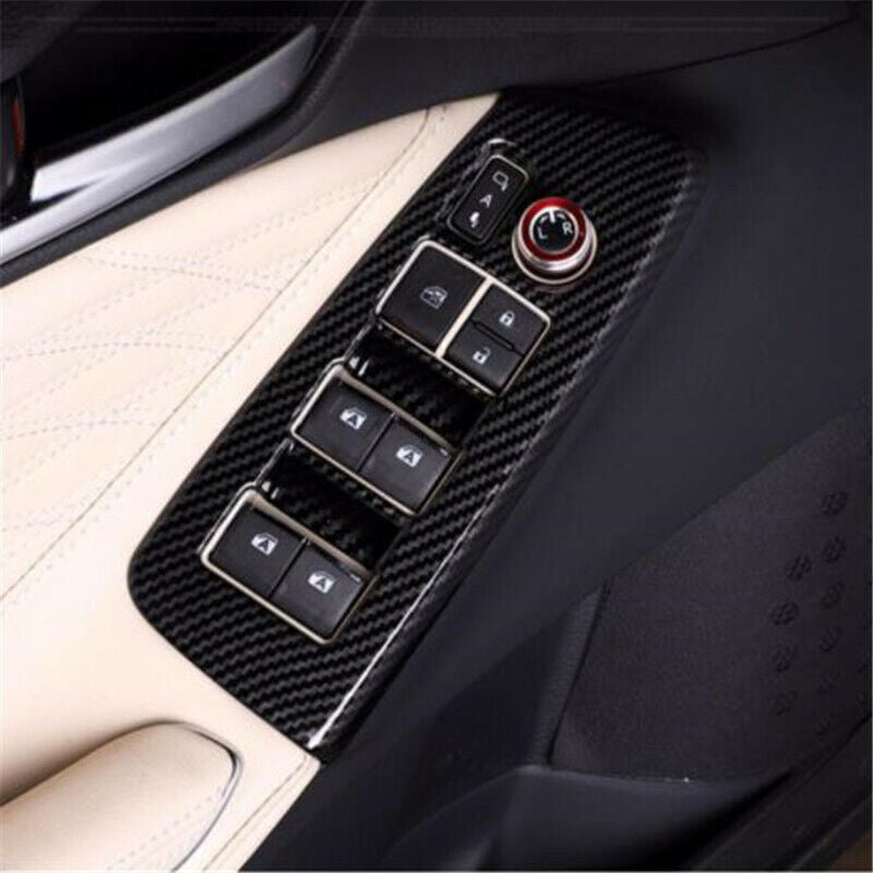 Carbon Fiber 4X Window Lift Switch Panel Cover Trim for Toyota for Avalon 2019 -2021