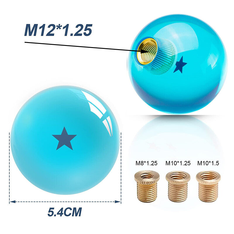 1Pc Blue Dragon Ball Shift Knob W/3 Adapter Universal Manual Transmission 1 Star