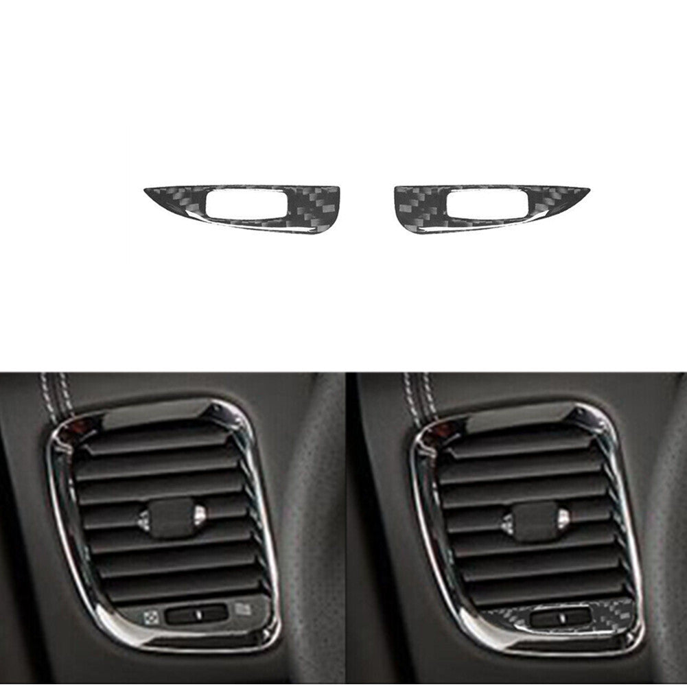 2x Carbon Fiber Front Dashboard Air Vent Trim for Dodge Durango 2014-2020 Type A