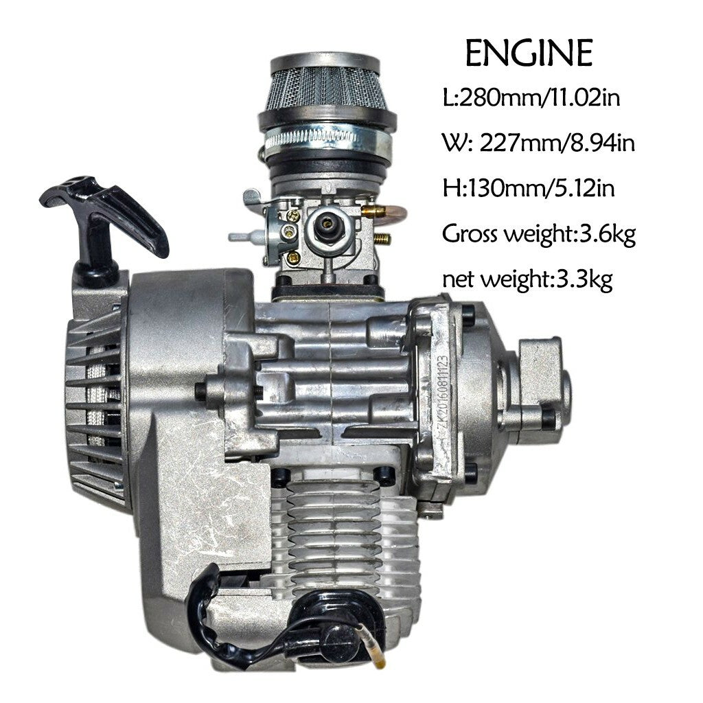 2-stroke 49cc engine motor kit for scooters, for mini pocket bikes, off-road ATVs, and go-karts.