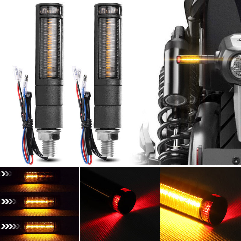 2X Motorcycle LED Flowing Turn Signal Brake Indicator Light Lamp Amber Red M10