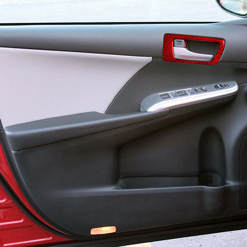 Red Carbon Fiber Front Door Handle Panel Trim Cover for Toyota for Camry 2012-2014