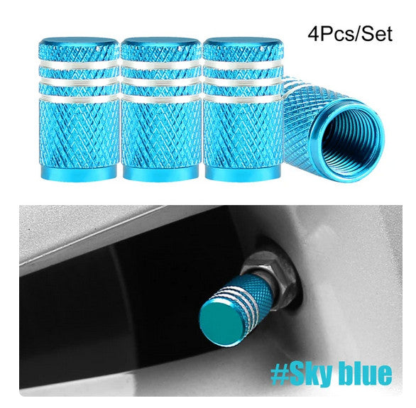 4-piece car tire valve cover rod air dust cover, light blue, suitable for Mazda and for Kia