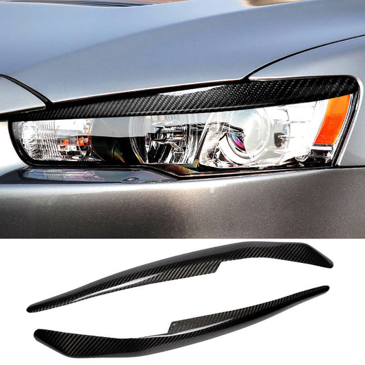 Carbon Fiber Headlight Eyelids Eyebrow Cover for Mitsubishi Lancer EVO 2008-2014