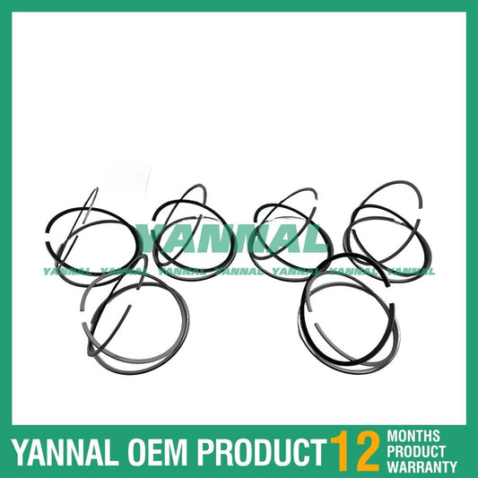 6 new 3306 Piston Ring Kits, STD 120.65 mm, for Caterpillar Excavator Engines