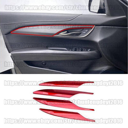 4PCS Red ABS Car Interior Door Panel Cover Trim for Cadillac ATS 2013-2019