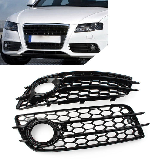 for Audi A4 B8 S4 08-12 Front Bumper Fog Light Grille Honeycomb Mesh Cover Black