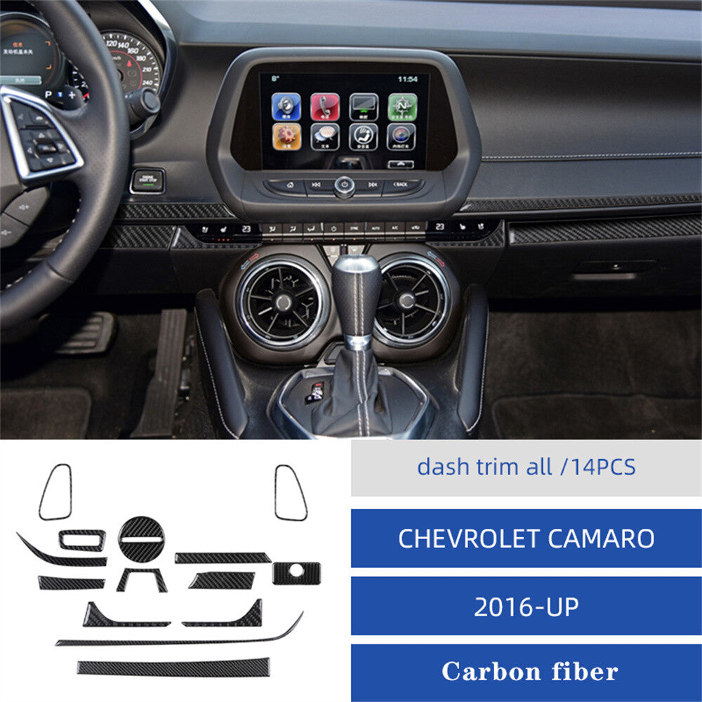 14¡ÁCarbon Fiber Center Console Dashboard Set Trim Kit for Chevrolet Camaro 2016+
