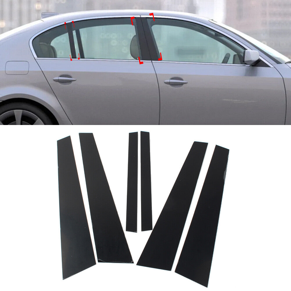 6x Window Pillar Posts Decoration Cover Door Trims Fit for BMW 5 Series E60 2004-10