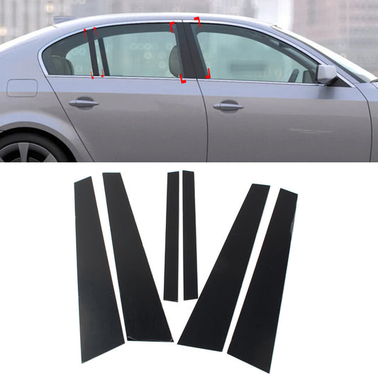 6x Window Pillar Posts Decoration Cover Door Trims Fit for BMW 5 Series E60 2004-10