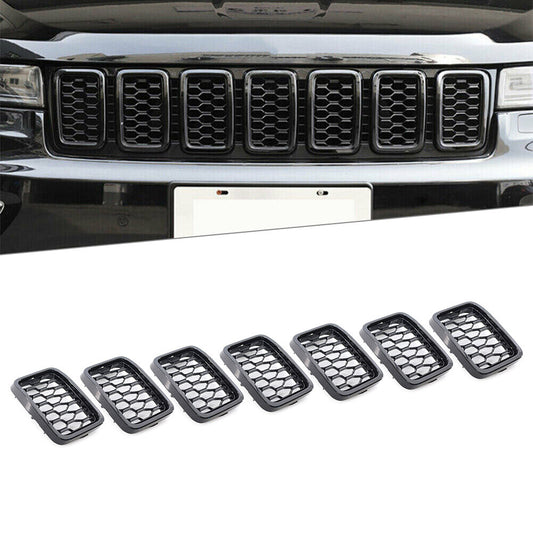 Front Grille Honeycomb Mesh Insert Cover Trim for Jeep Grand Cherokee 2017-21
