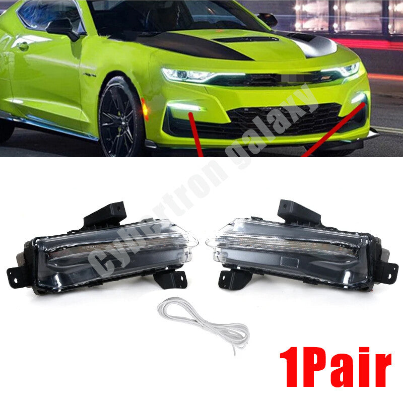 One pair of LED DRL daytime running lights for Chevrolet Camaro 2019, 2020, and 2021 models.