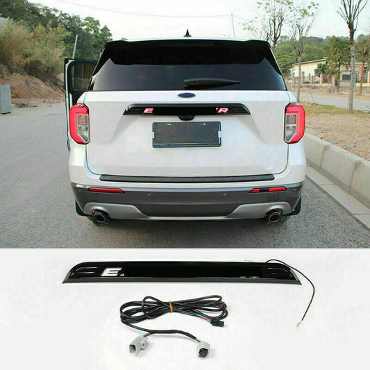 for Ford Explorer 2020-2022 Black W/LED Badge Rear Trunk Tailgate Cover Trim Kit
