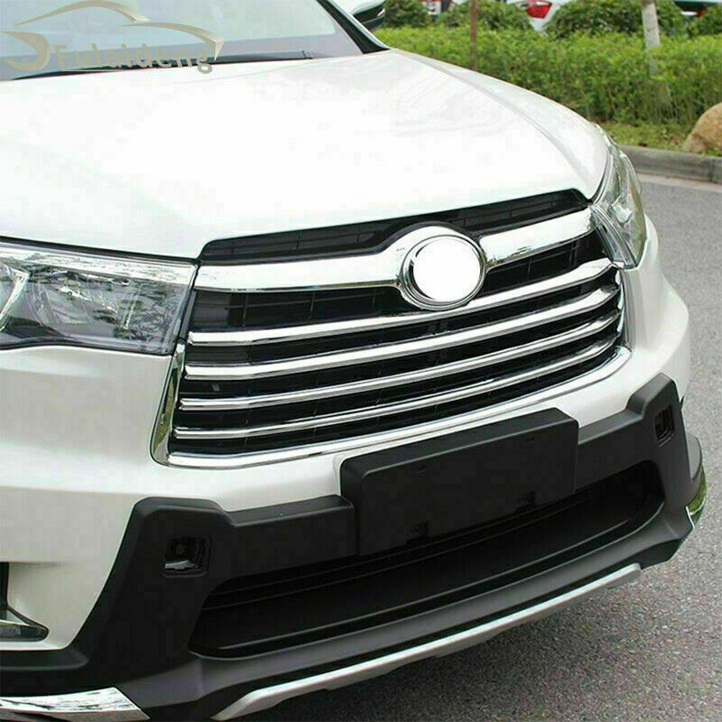 4X Chrome Front Bumper Mesh Grille Strips Trim for Toyota Highlander 2014-2016