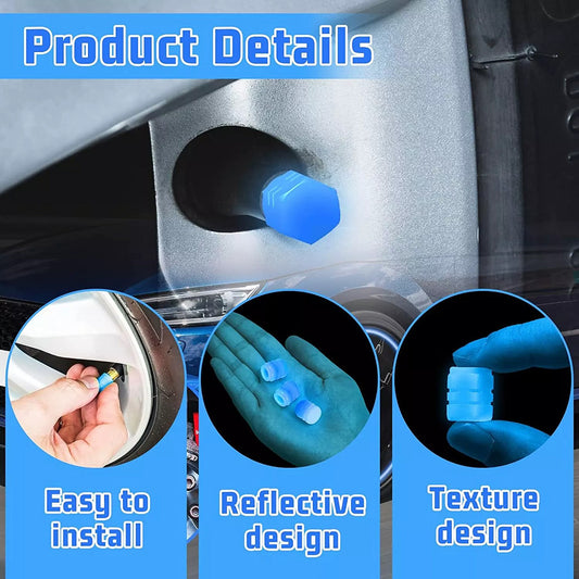 4XCar Tire Valve Stem Caps Glowing Tire Air Caps Cover Tire Valve Caps Universal