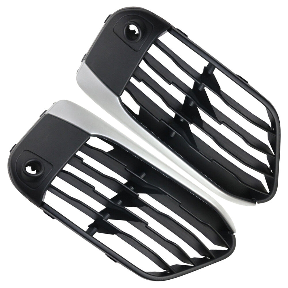 2Pcs Front Bumper Cover Grille Left+Right Black Replacement For F48 X1 2016-2019