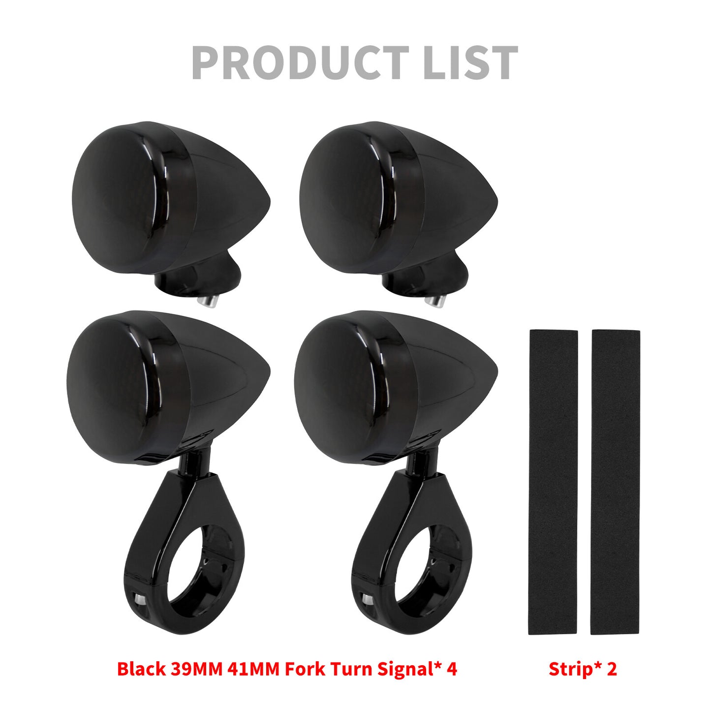 4x Black Motorcycle Front Rear LED Turn Signal Light 39 41mm Fork Fit for Harley
