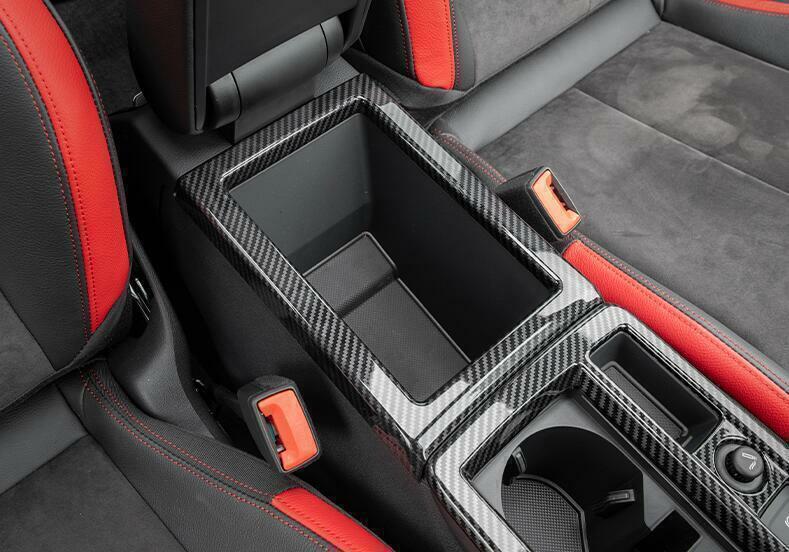 for Audi Q3 2019-24 Carbon Fiber Inner Middle Console Water Cup Frame Cover Trim