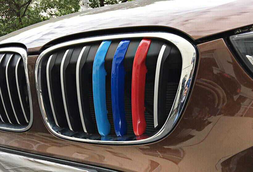 for BMW X1 2016-2019 3-Color Car Front Center Mesh Grille Grill Strip Cover Trim