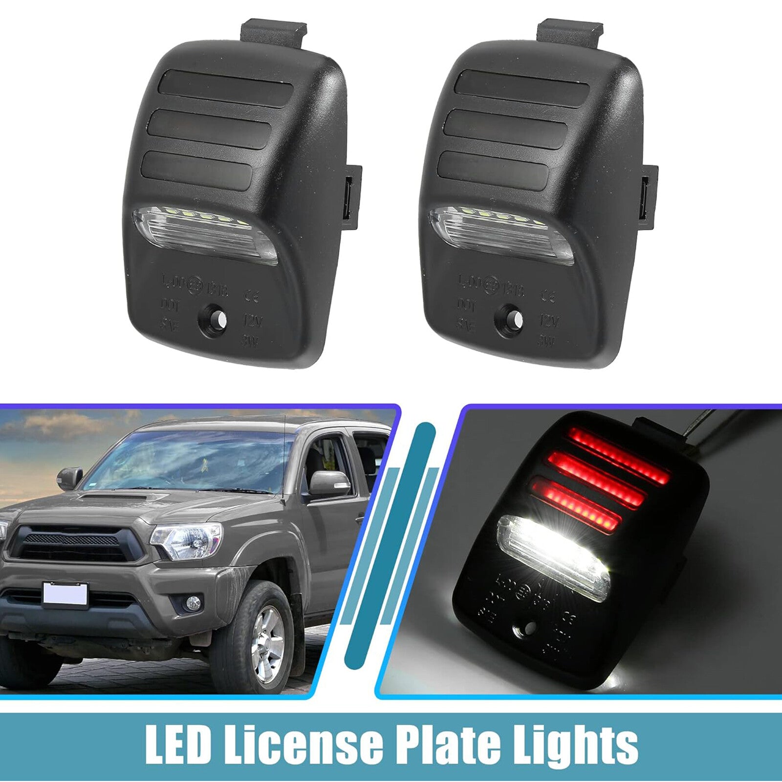 RED OLED TUBE Full LED License Plate Light for Toyota Tacoma 05-15 Tundra 00-13