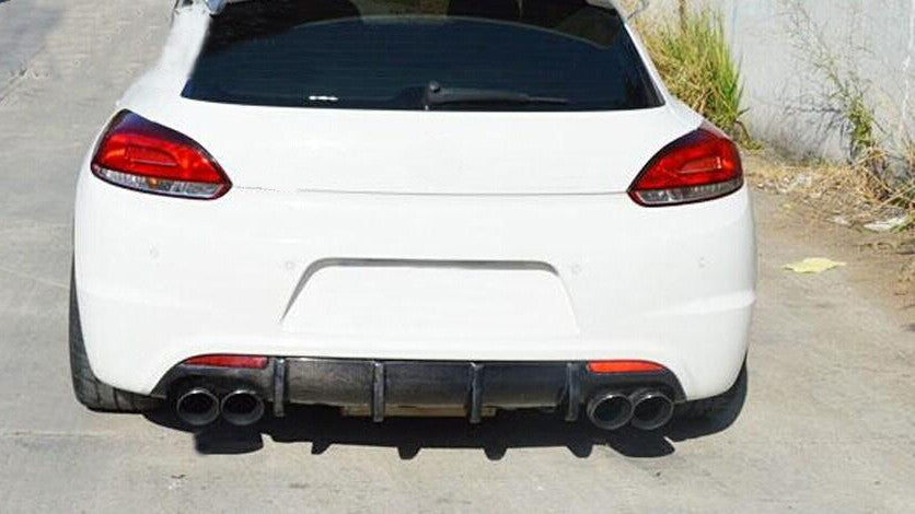 Carbon Fiber Rear Bumper Diffuser Lip Spoiler for VW Scirocco R Coupe 2009-2014