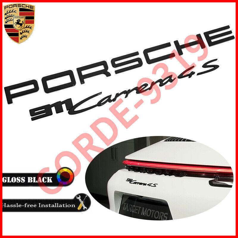 4PCS Gloss Black for Porsche 911 Carrera 4S Badge Liftgate Emblem Set Deck Lid 2020+
