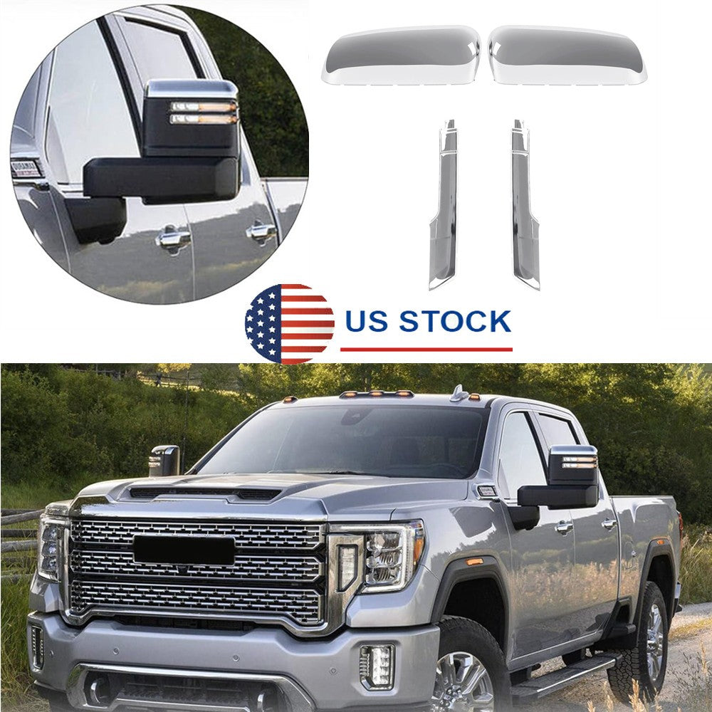 TopSide Mirror Cover Caps For Chevy Silverado for GMC for Sierra HD 2500 3500 2020-2023