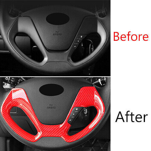 Car Inner Steering Wheel U Type Cover Trim for Kia K3 2014-2018 Red Carbon Fiber