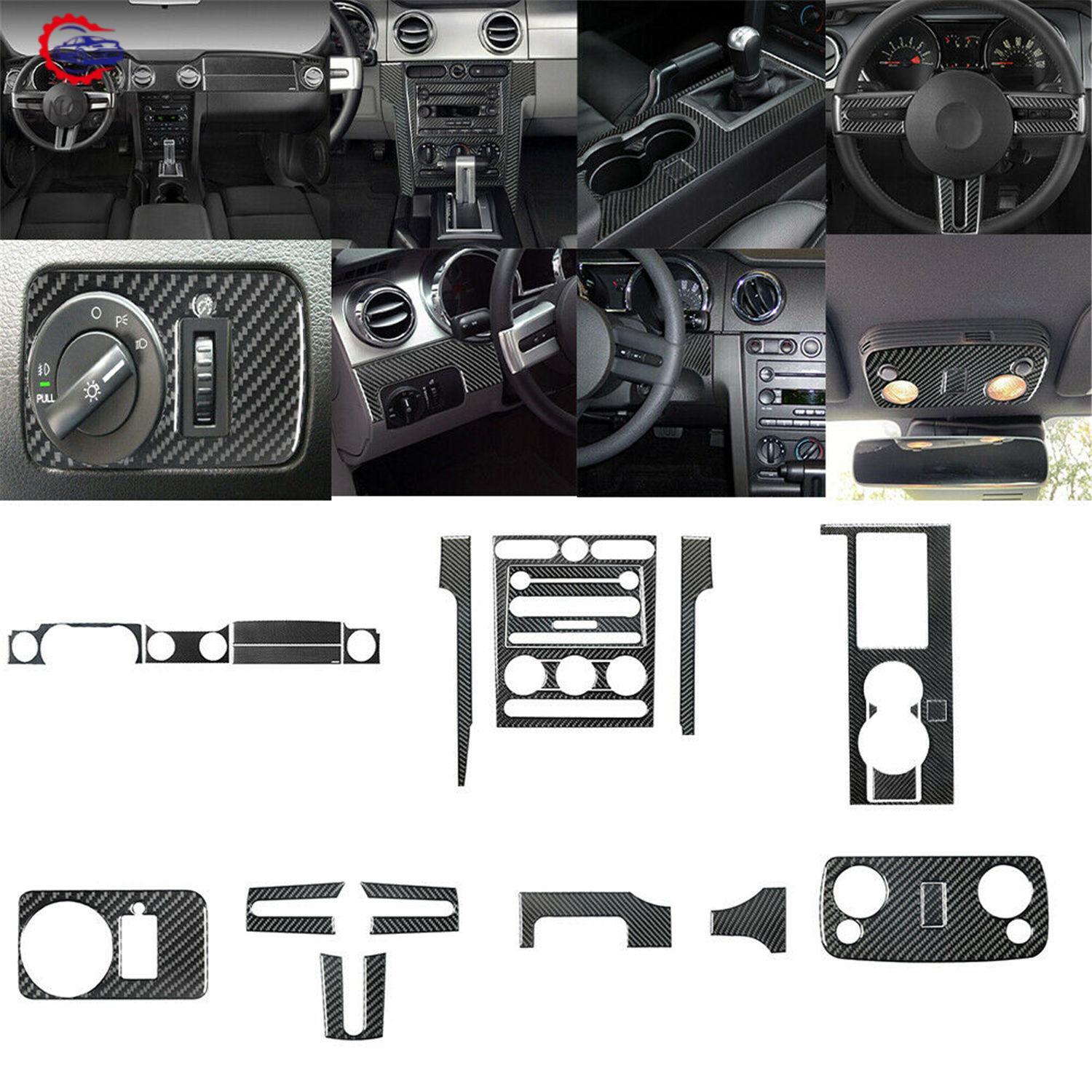 24Pcs Carbon Fiber Interior Full Set Cover Trim Fits For 2005-2009 for Ford for Mustang